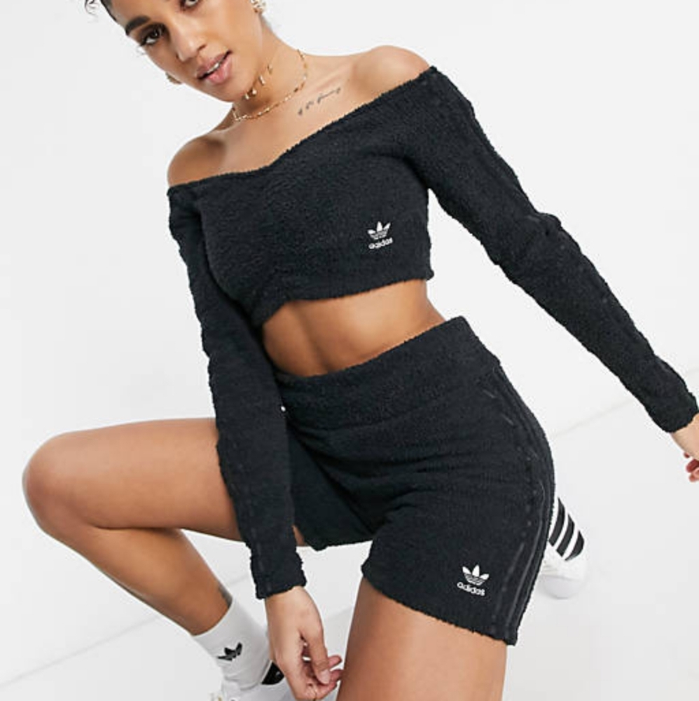 Adidas Originals relaxed risque fluffy knit set NWT